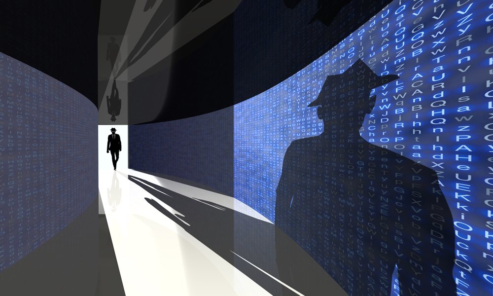 Black Hat Hacker Silhouette Hallway