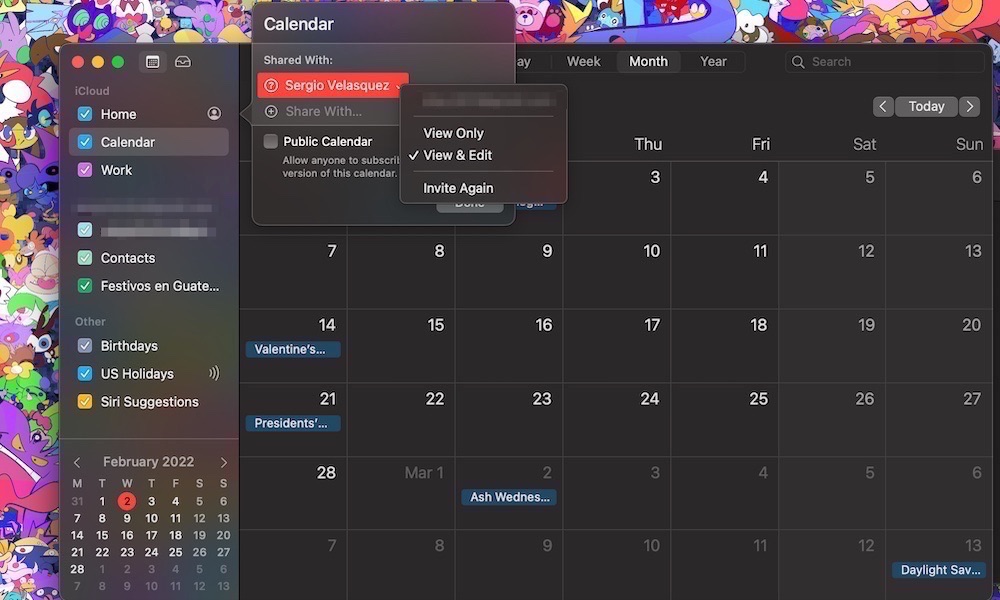 Let Someone Edit Calendars on Mac