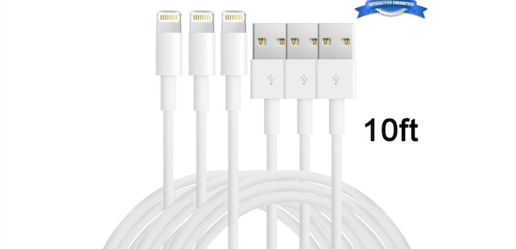 3 Pack Super Long 10ft iPhone Charging Cables - 68% OFF