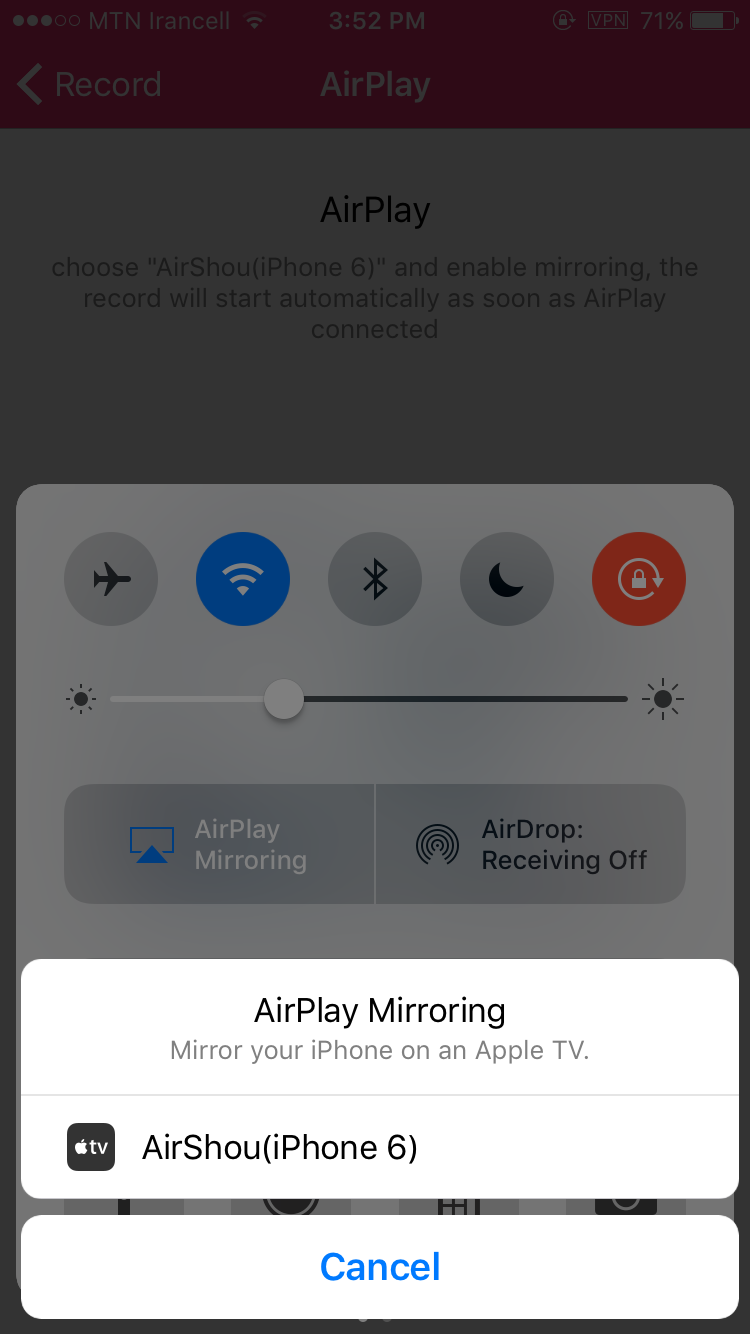 record iphone screen with airshou