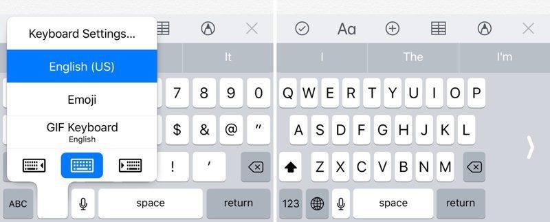 One Handed Keyboard iOS 11