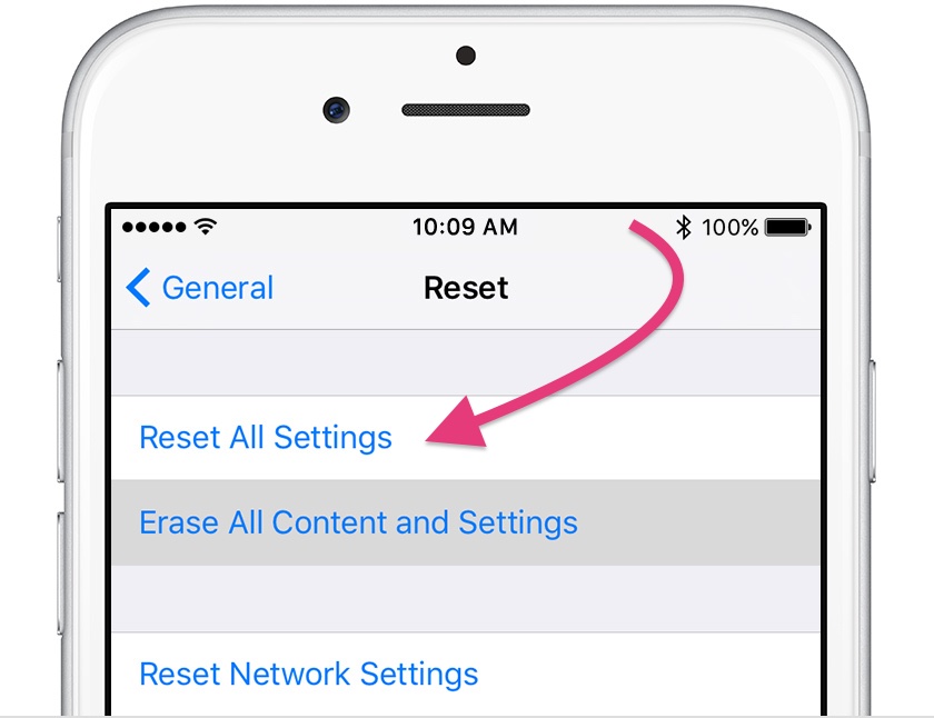 Reset All Settings iOS
