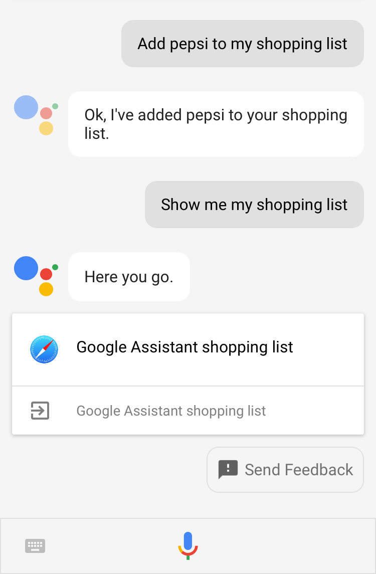 shopping list google assistant