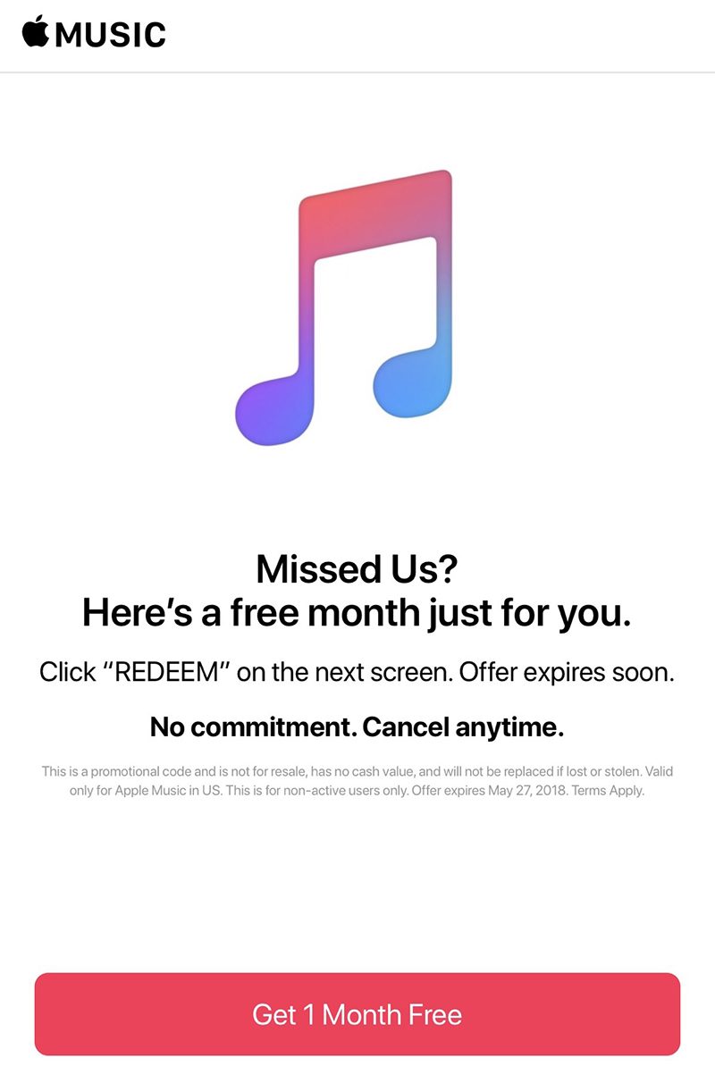Apple Music One Month Trial 800x1203
