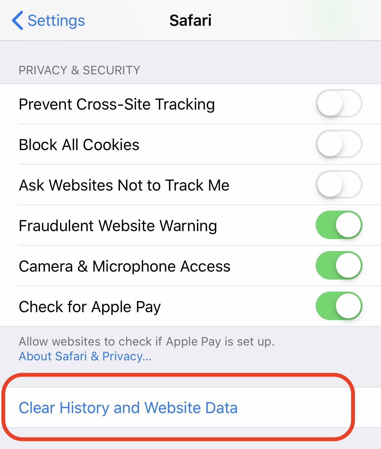 Clear History And Website Data