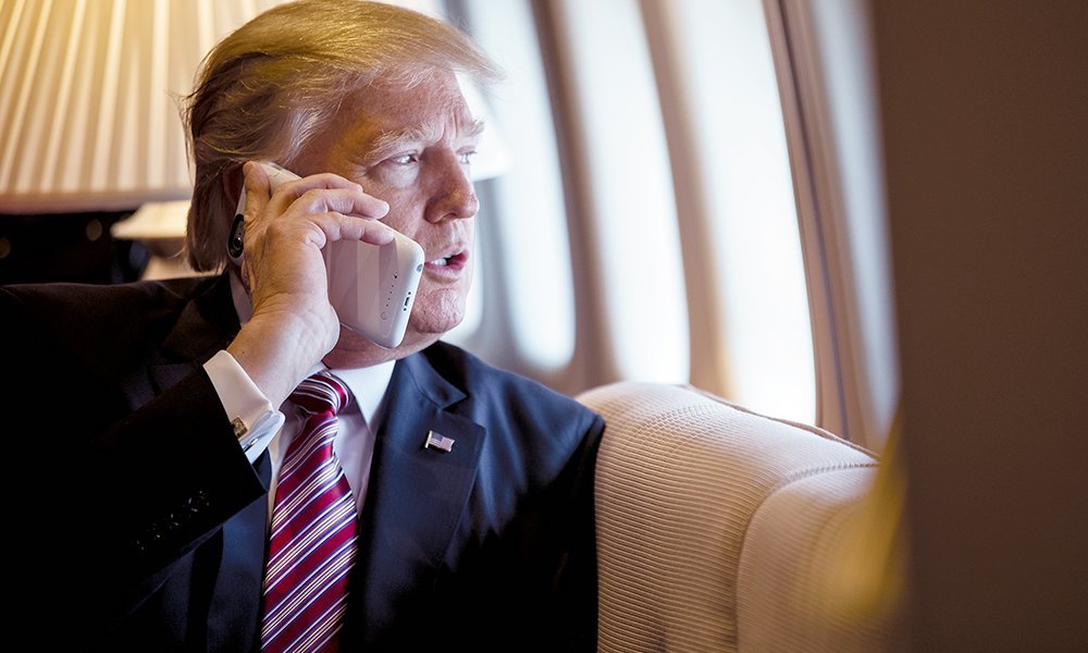 Donald Trump Using An Iphone