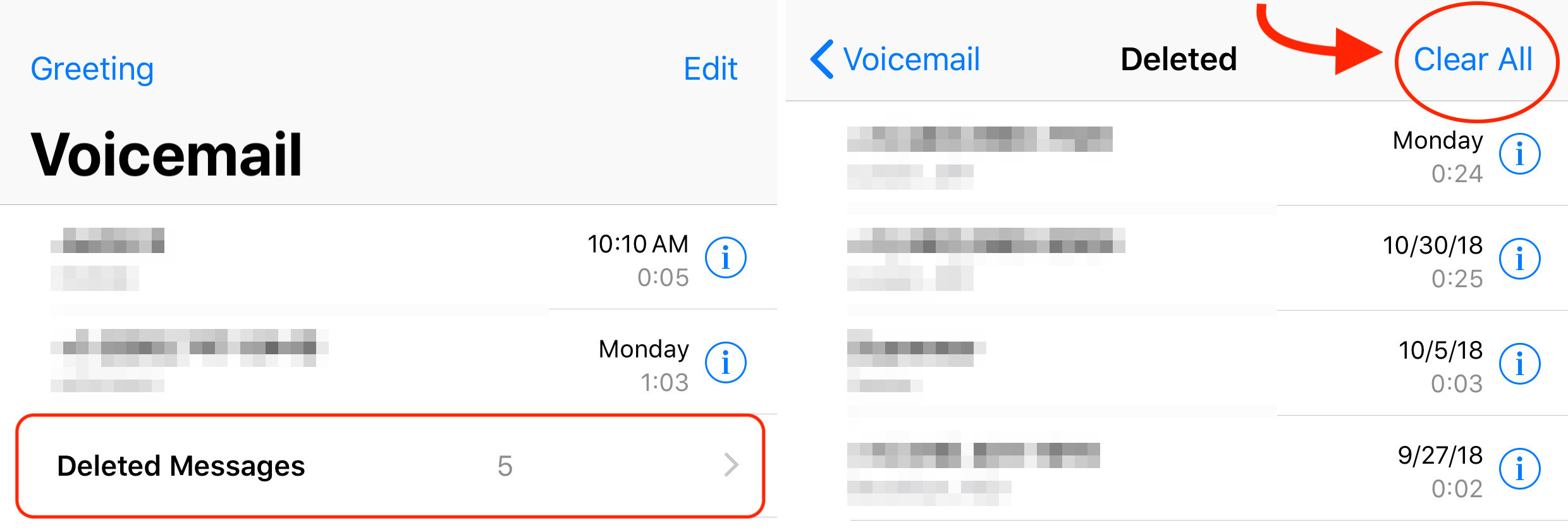 Voicemail Box Clear All Iphone