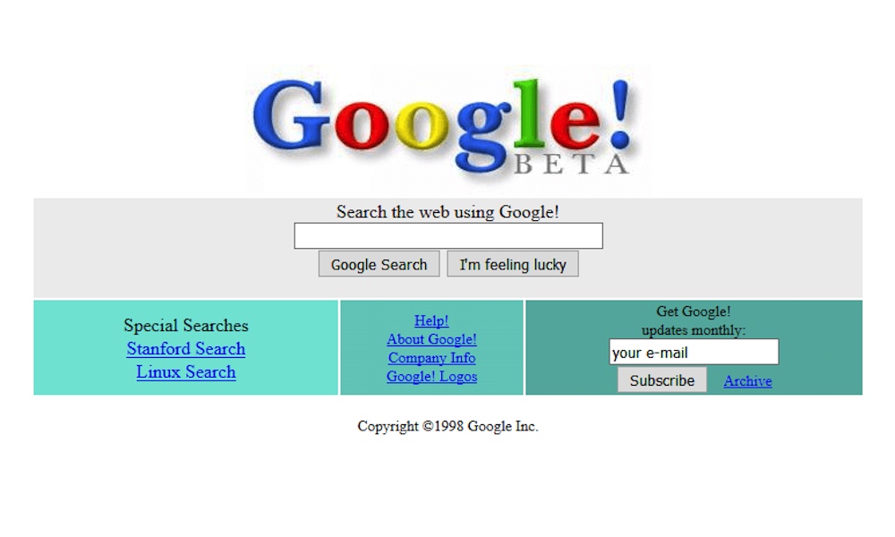 Google 1998 Page