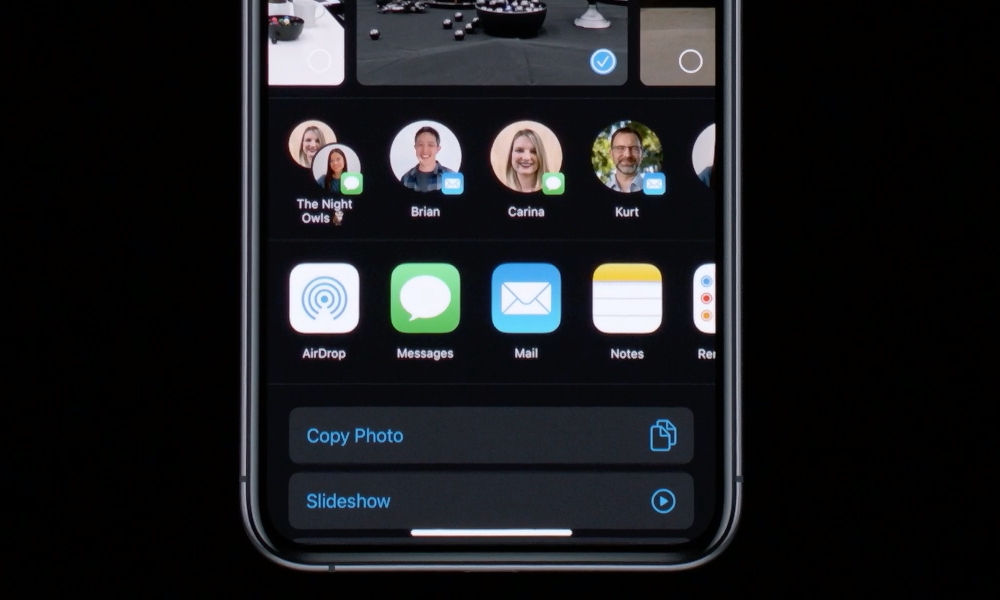 iOS 13 Intelligent Sharing Suggestions