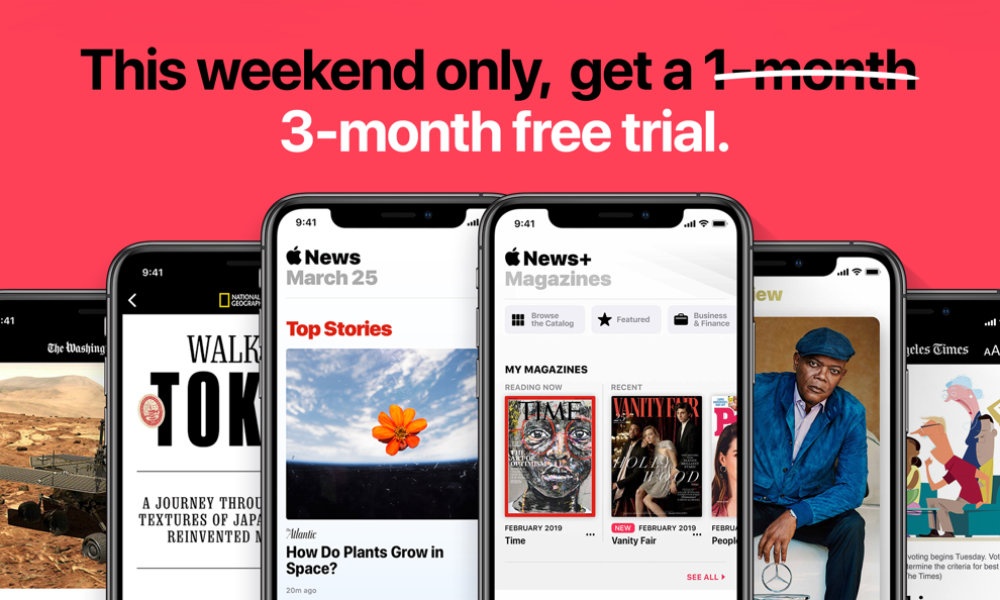 Apple News+ three month trial promo