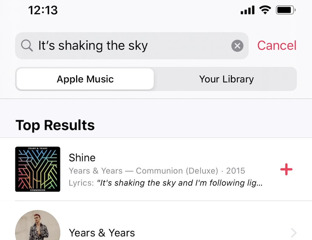 Search Apple Music Lyrics iOS 13