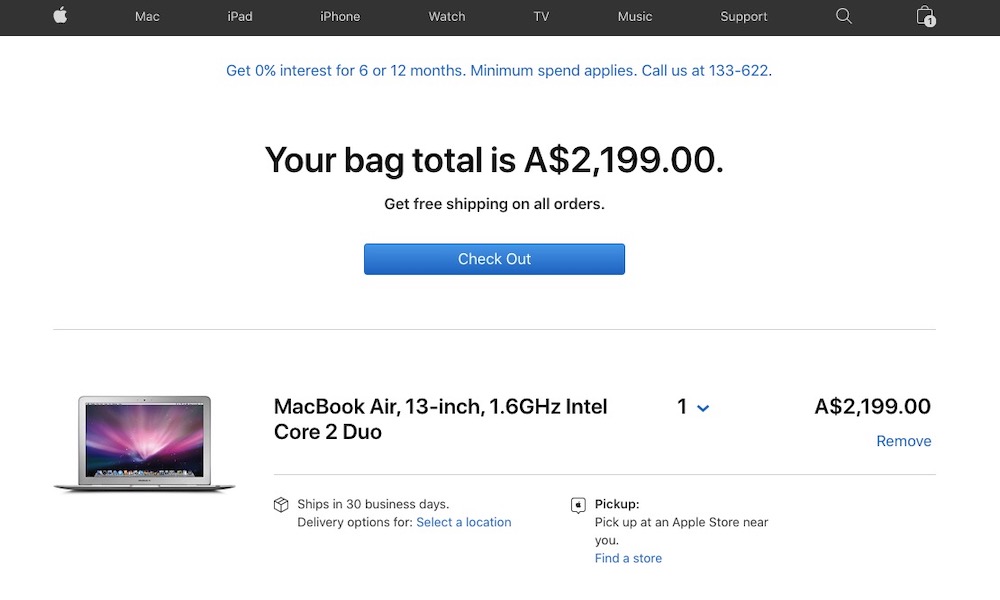 Apple Online Store Hiccup Allows MacBook Air to Be Added to Your Shopping Cart
