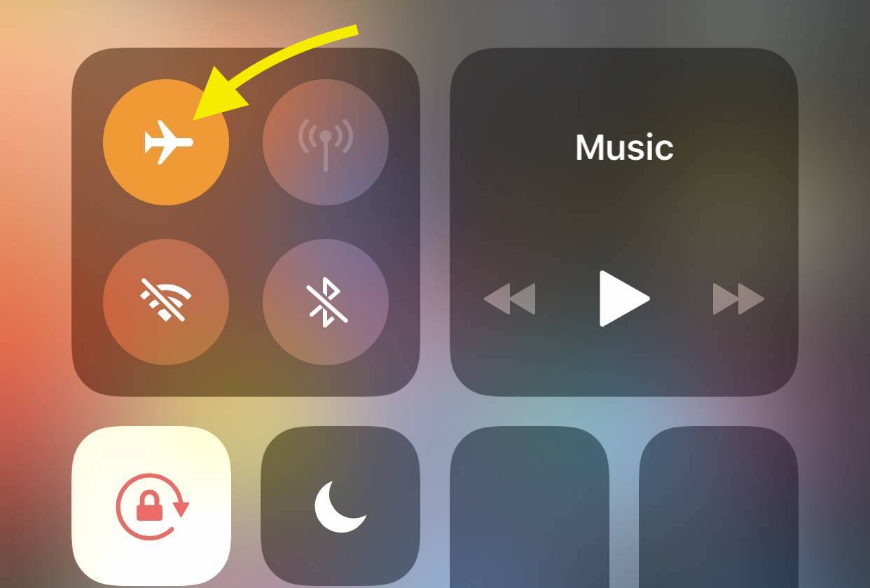 AirPlane Mode in the Control Center