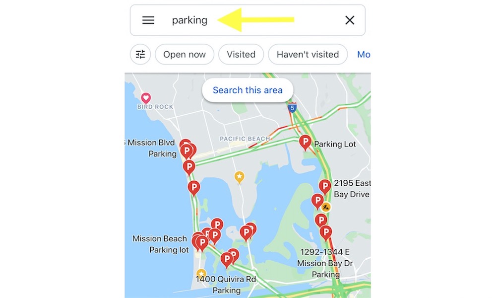 Find Parking in Google Maps