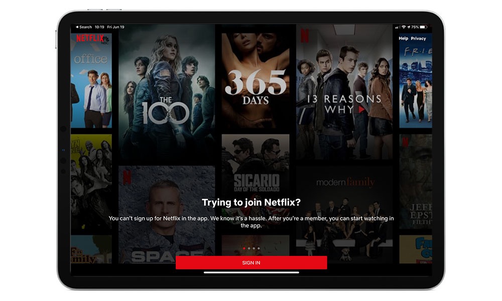 Netflix Welcome and Sign up on iPad