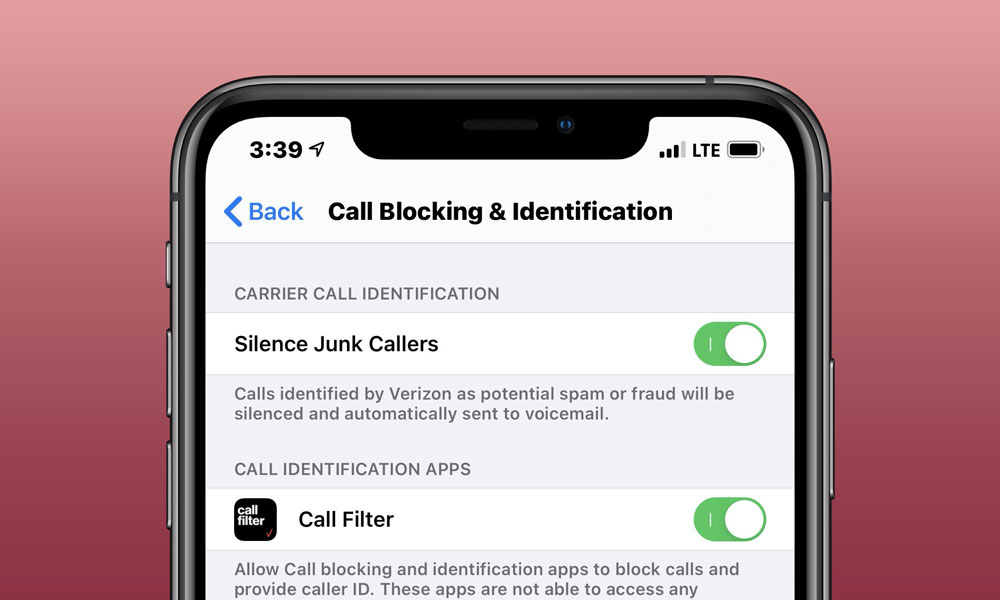 Verizon Call Filter Junk Callers iOS 14