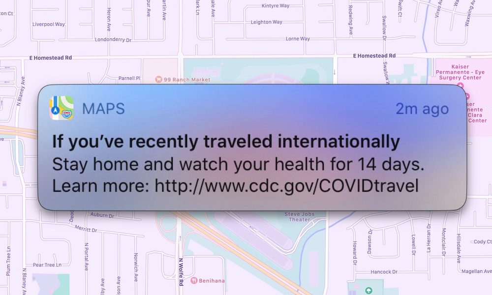 Apple Maps reminding travellers of CDC coronavirus selfisolation guidance iphonefirmware com