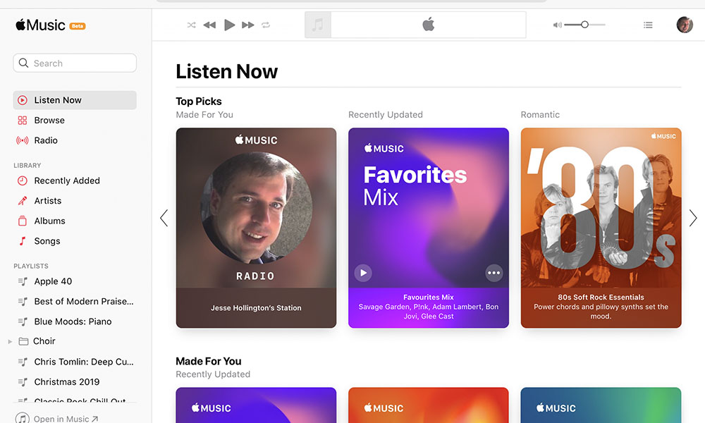 Apple Music Beta Web 2020