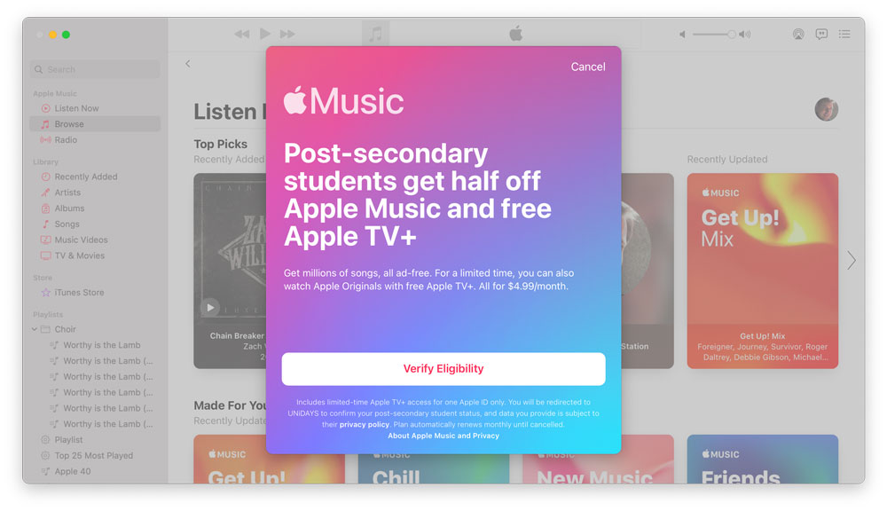 Apple Music Apple TV Plus Student Promo
