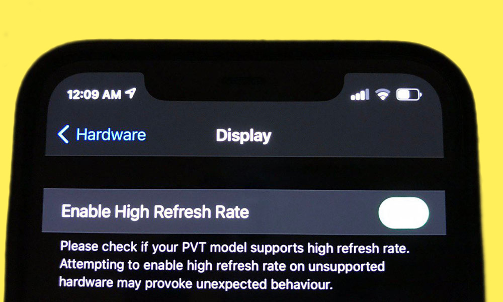 iPhone 12 Pro Max High Refresh Rate Setting1