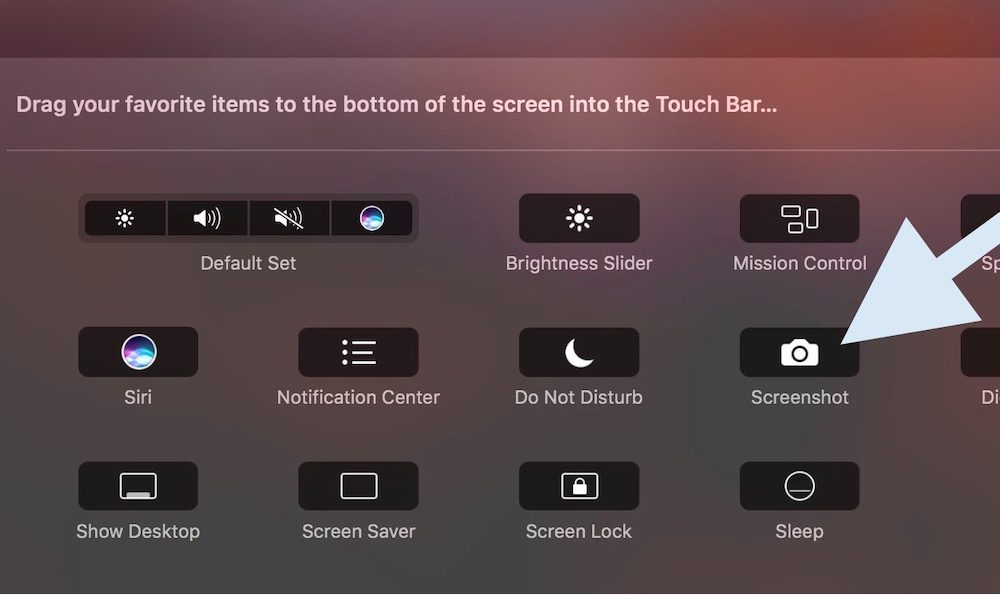 customize touch bar screenshot
