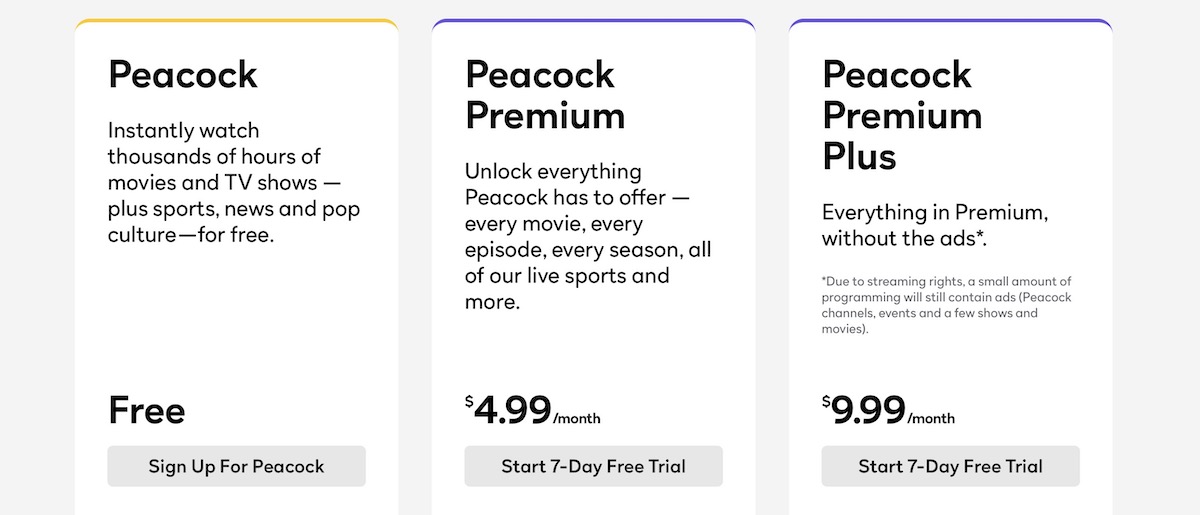 Peacock Plans and Pricing