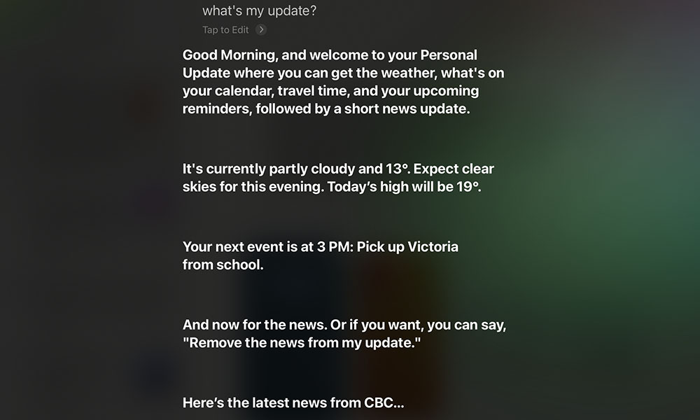Siri Personal Update