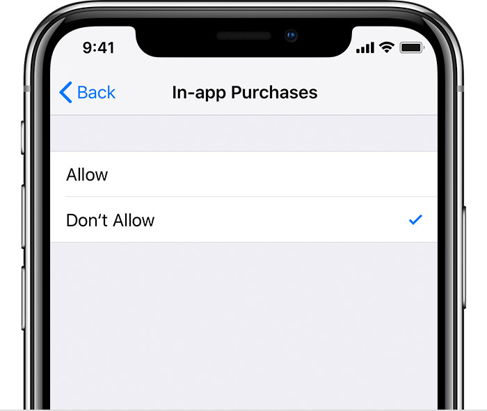 Turn off In App Purchases