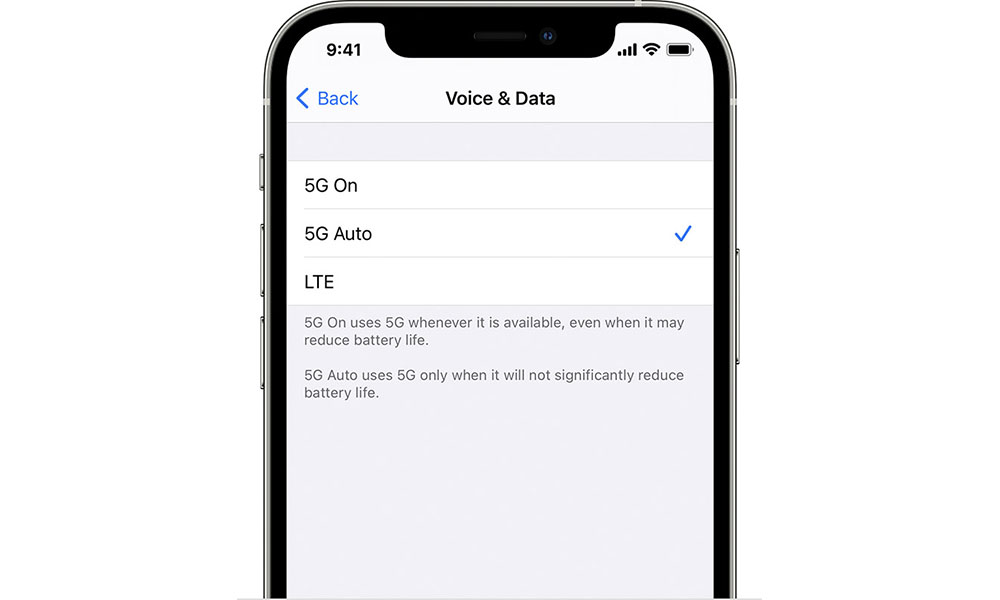 Configuring 5G settings on iPhone