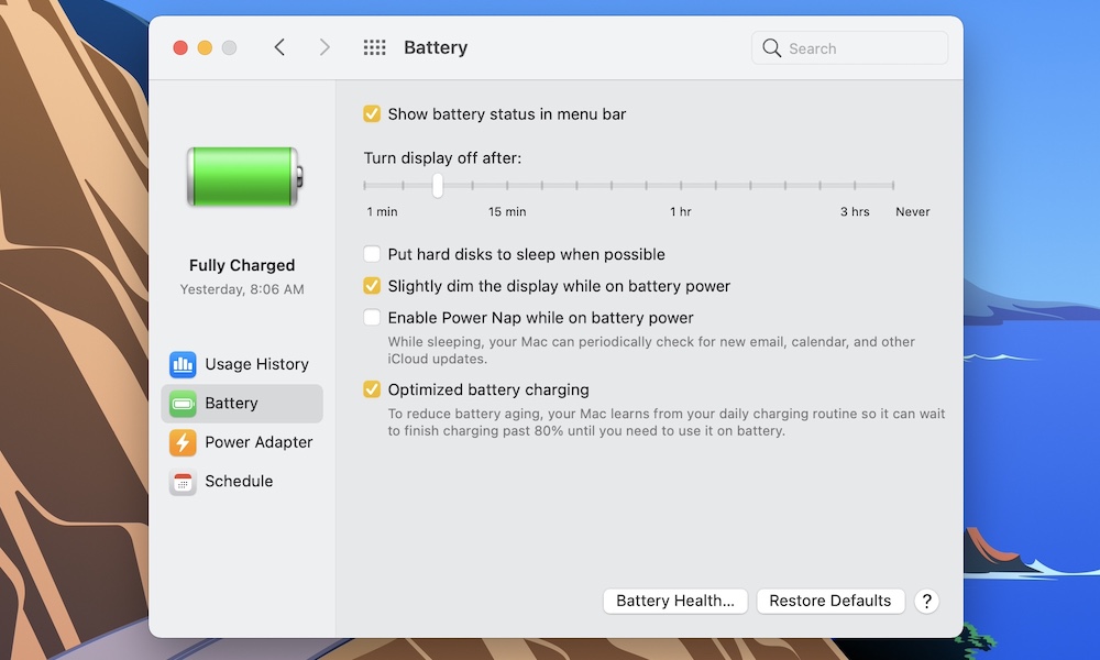 Battery Usage Optimized Battery Charging
