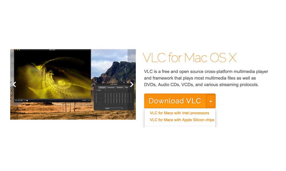 VLC for macOS M1 download page