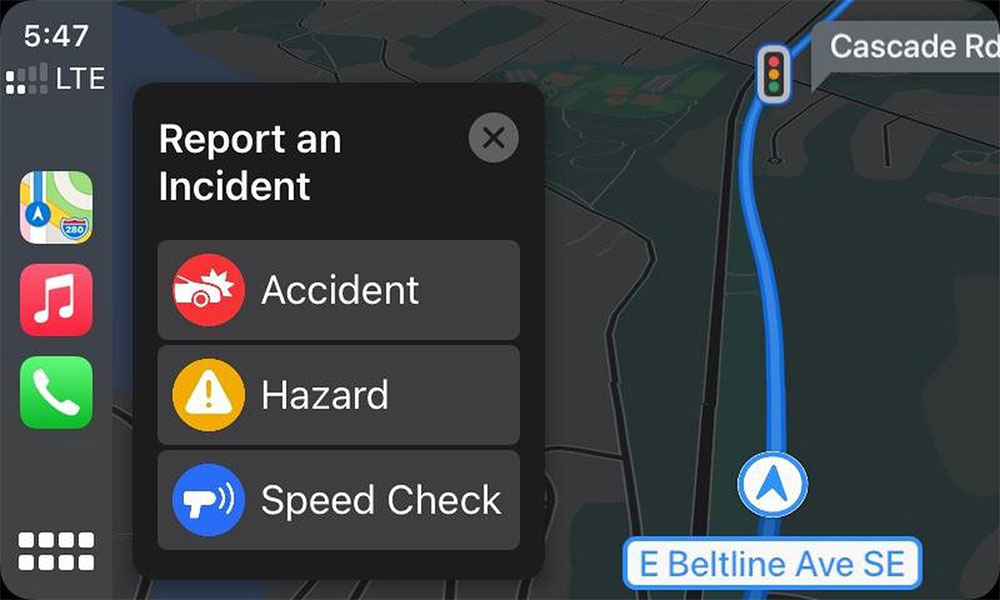 iOS 14.5 CarPlay Maps Accident Reporting