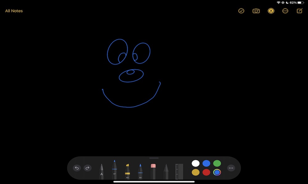 تطبيق ملاحظات الرسم iPad مع شاشة مقفلة