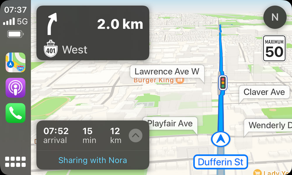 Apple Maps CarPlay Shared ETA