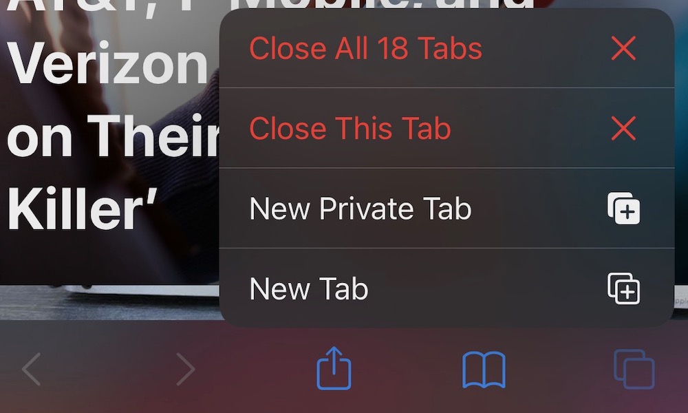 Close All Tabs Safari iPhone