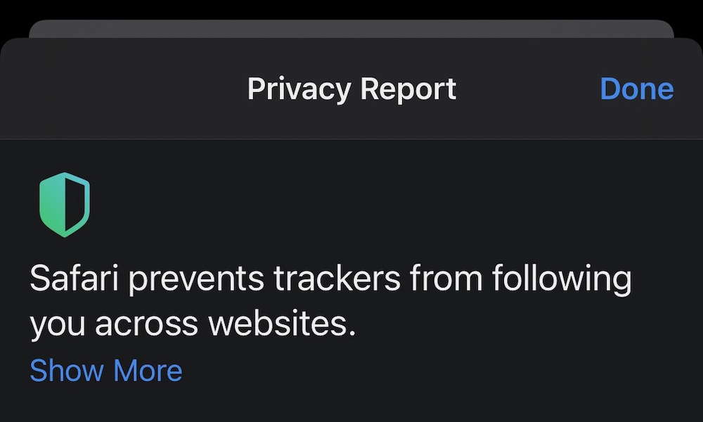 Privacy Report Safari iPhone