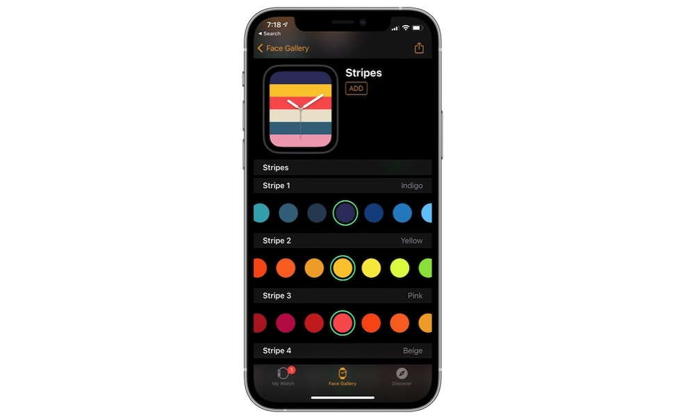 watchOS Stripes Face with New Indigo Color