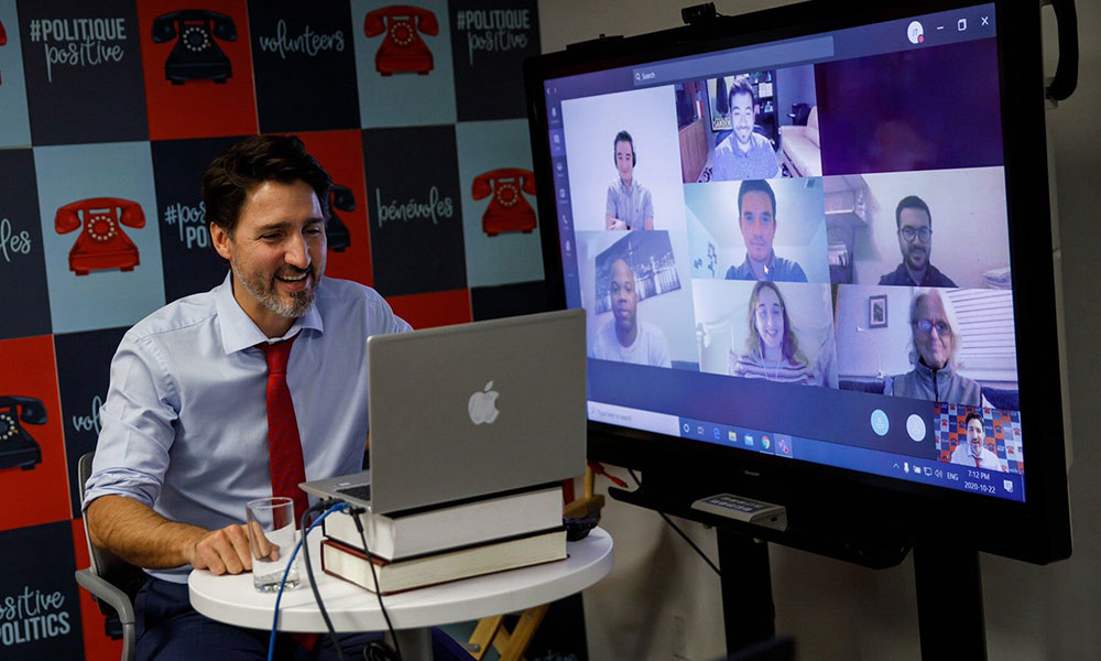 Canadian Prime Minister Justin Trudeau on fake MacBook