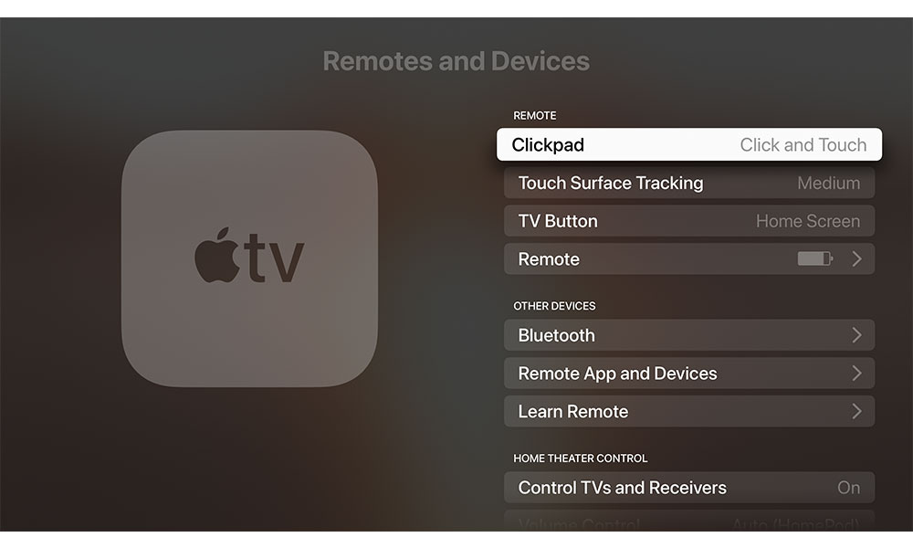 Apple TV 4K Remotes and Devices Settings