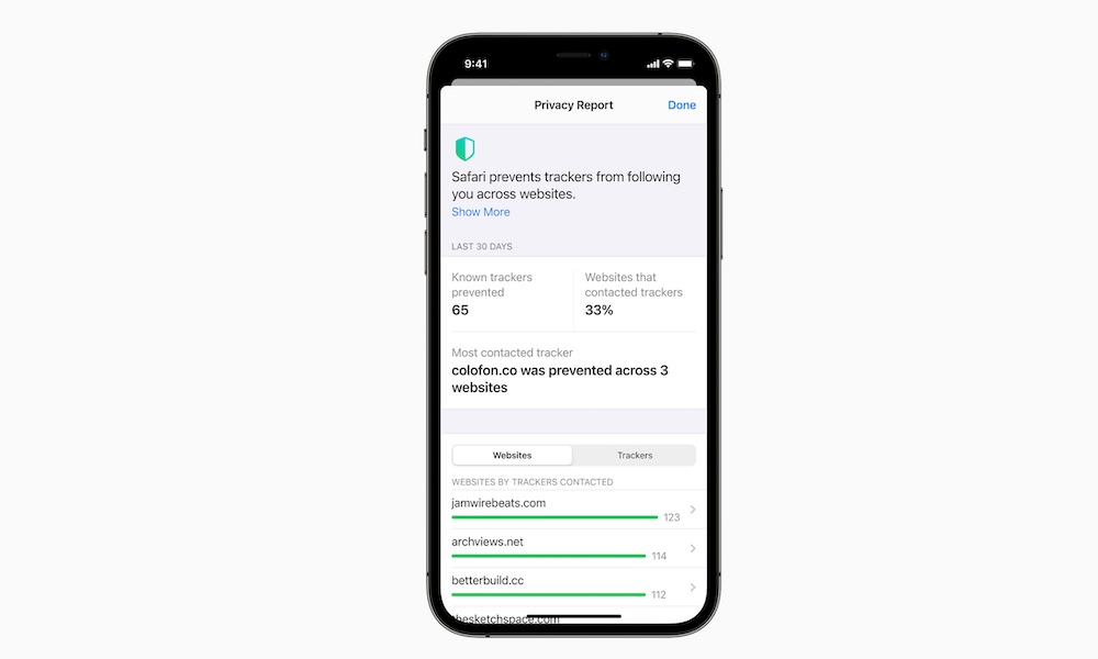 Privacy Report on iPhone iOS 15