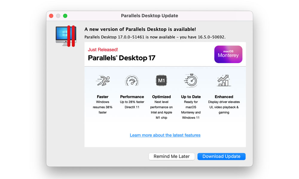 parallels update cost