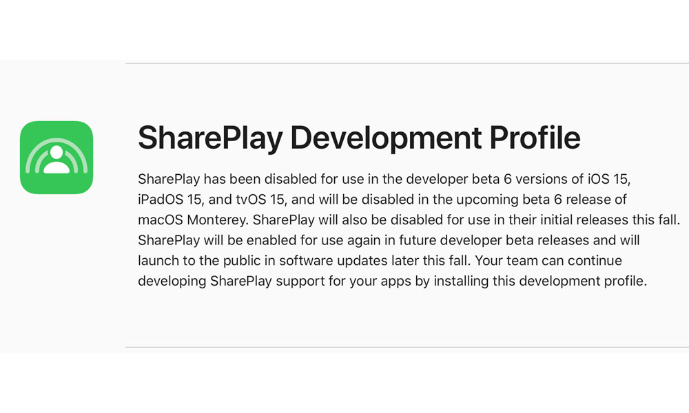 SharePlay Development Profile