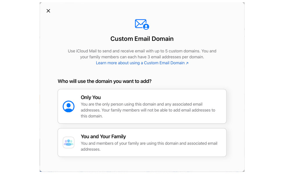 iCloud Custom Email Domain Setup 1