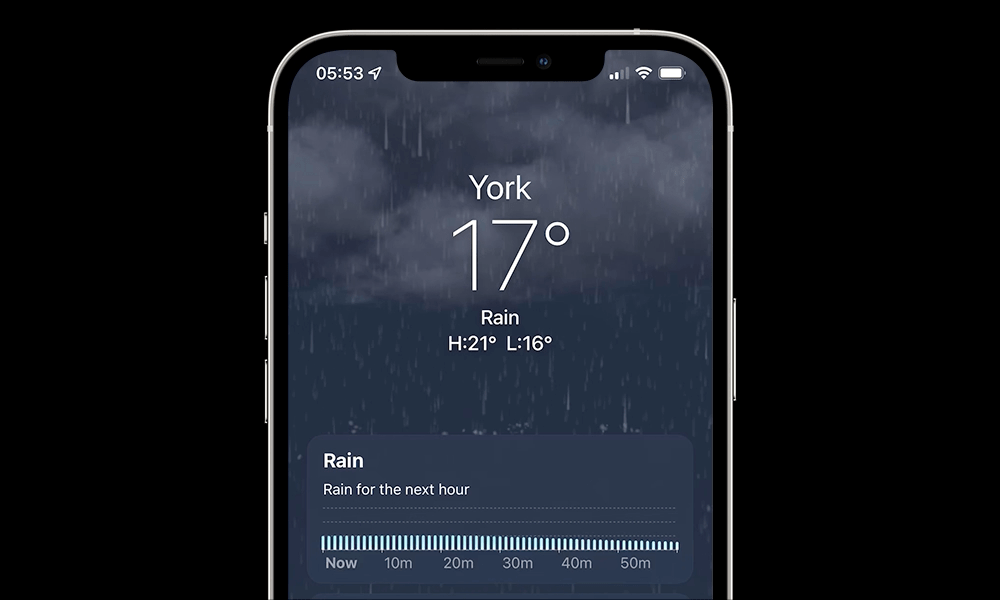 iOS 15 Weather rain animation