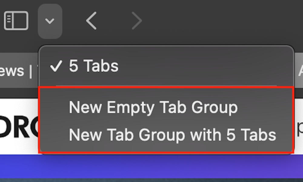 Create a new Group Tab Safari on Mac