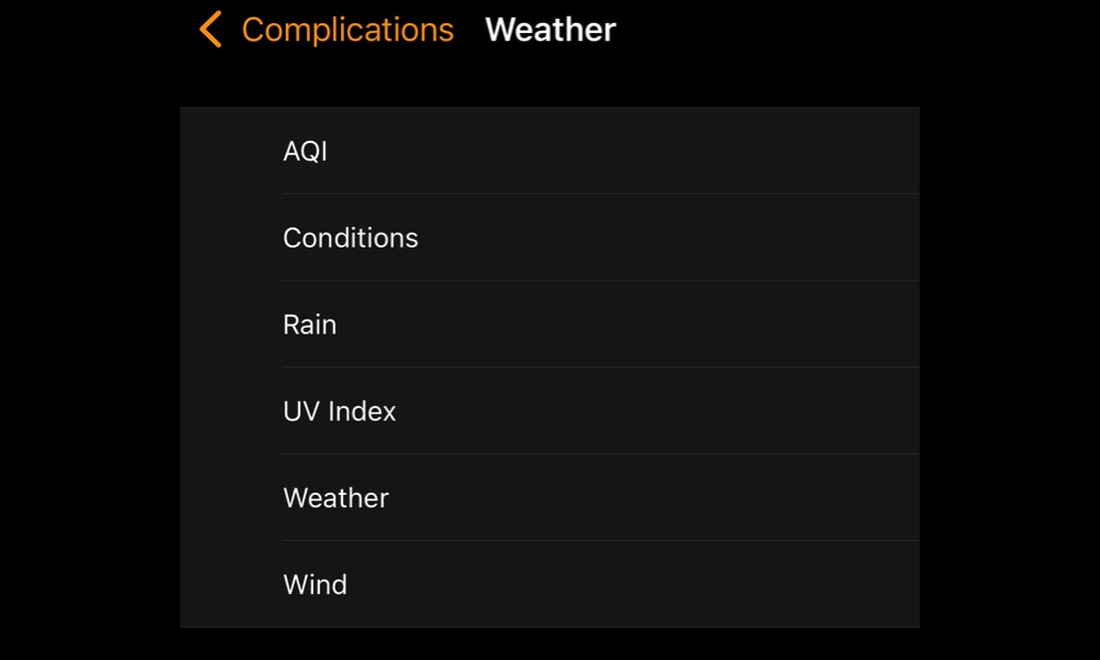 Apple Watch Weather Complications iOS 15