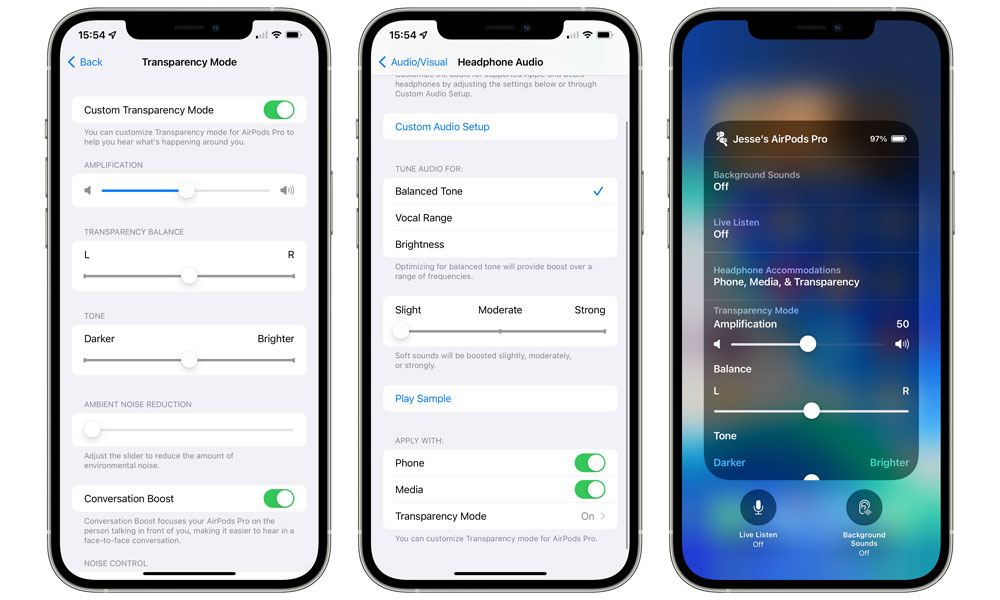 AirPods Pro Conversation Boost Hearing options