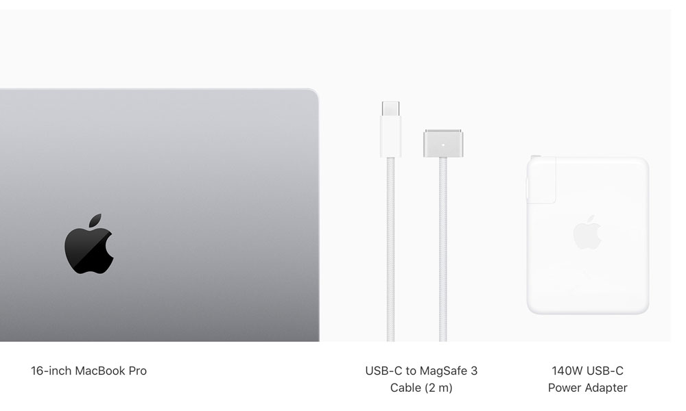 16 inch MacBook Pro with MagSafe 3 Cable and 140W USB C adapterr