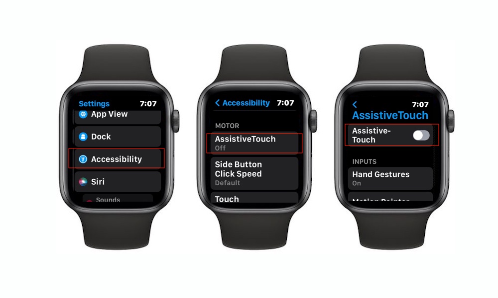 Turn on Assistive Touch Apple Watch