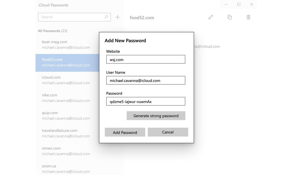 iCloud for Windows 13 password generator